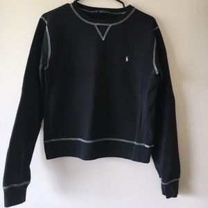 Black Stitched Polo Sweater